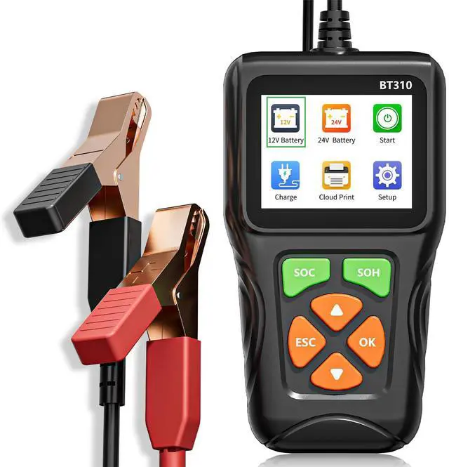 Main image of 12V/24V Car Battery Load Tester Automotive 100-2000 CCA Alternator & Charging Analyzer, QR Code Cloud Report No App Needed, for Car Truck SUV Motorcycle Snowmobile Boat