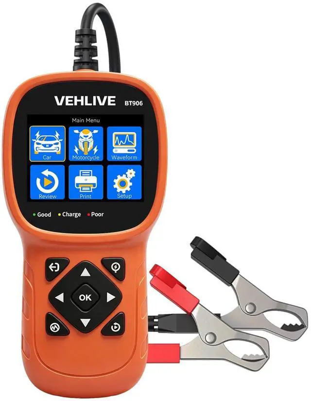Main image of BT906 Car Battery Tester 6V 12V 24V with Lithium Battery Testing, 5-3000CCA Automotive Circuit Testing, Load/Alternator Tester, Charging Cranking System Tester for All Car Motorcycle Boat