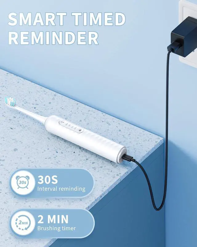Alt view image 6 of 7 - Electric Toothbrush with Water Flosser - 2 in 1 Teeth Cleaning Kit, Electric Toothbrush and flosser Combo with 3 Cleaning Modes, Portable Water flosser Design for Home & Travel (White)