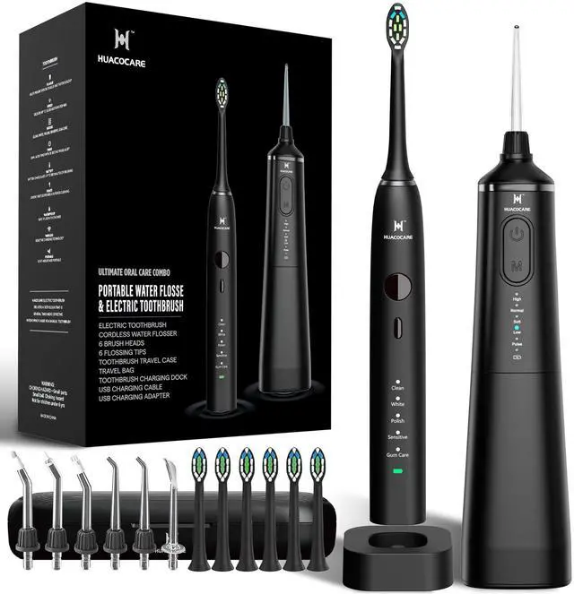 Main image of Upgraded Pro Dental Care Kit: 5-Mode Water Flosser & 50,000 VPM Sonic Electric Toothbrush | Premium Oral Clean Set with Enhanced Cleaning Modes, Larger Tank & Refined Design for Advanced Gum Health