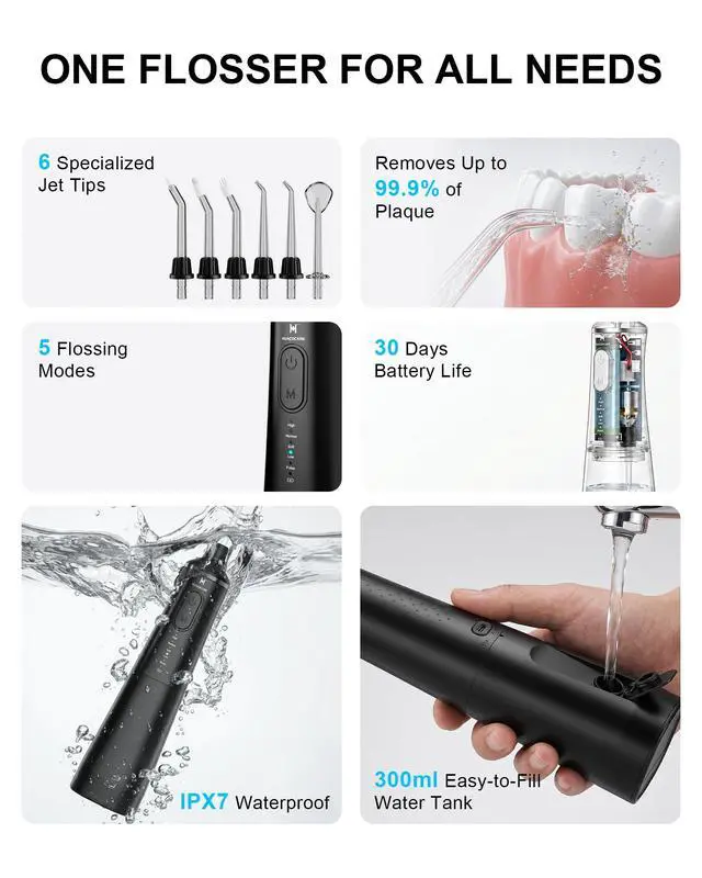 Alt view image 3 of 7 - Upgraded Pro Dental Care Kit: 5-Mode Water Flosser & 50,000 VPM Sonic Electric Toothbrush | Premium Oral Clean Set with Enhanced Cleaning Modes, Larger Tank & Refined Design for Advanced Gum Health
