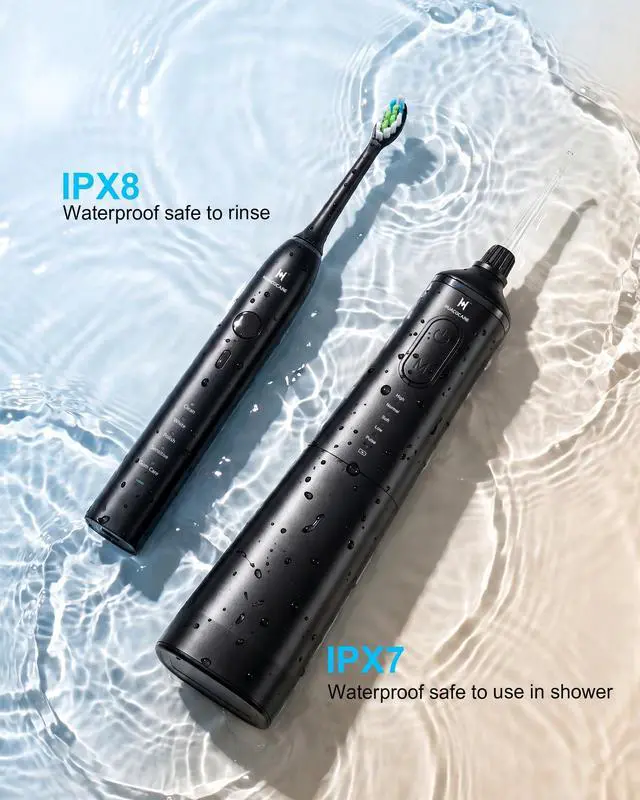 Alt view image 5 of 7 - Upgraded Pro Dental Care Kit: 5-Mode Water Flosser & 50,000 VPM Sonic Electric Toothbrush | Premium Oral Clean Set with Enhanced Cleaning Modes, Larger Tank & Refined Design for Advanced Gum Health