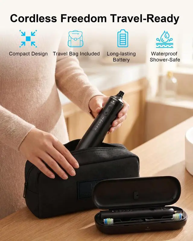 Alt view image 6 of 7 - Upgraded Pro Dental Care Kit: 5-Mode Water Flosser & 50,000 VPM Sonic Electric Toothbrush | Premium Oral Clean Set with Enhanced Cleaning Modes, Larger Tank & Refined Design for Advanced Gum Health