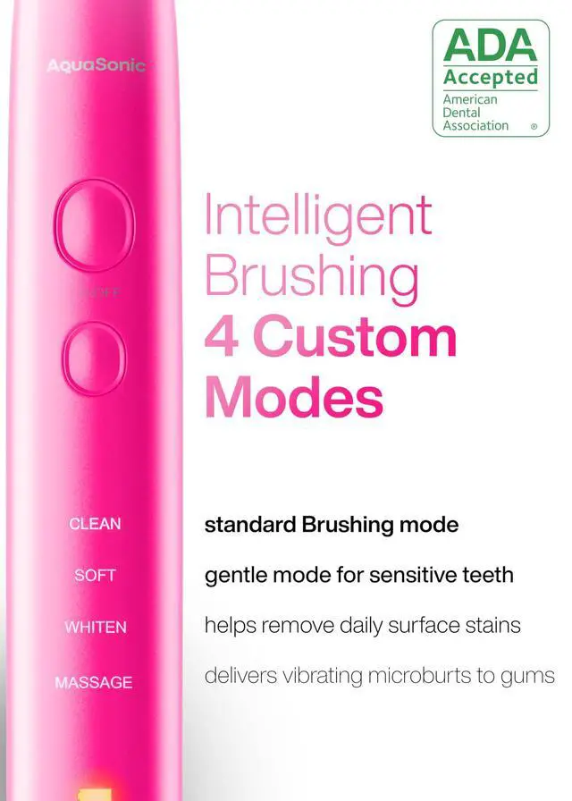 Alt view image 4 of 7 - Vibe Series Ultra-Whitening Toothbrush ADA Accepted Electric Toothbrush - 8 Brush Heads & Travel Case 40,000 VPM Motor & Wireless Charging - 4 Modes w Smart Timer Electric Pink