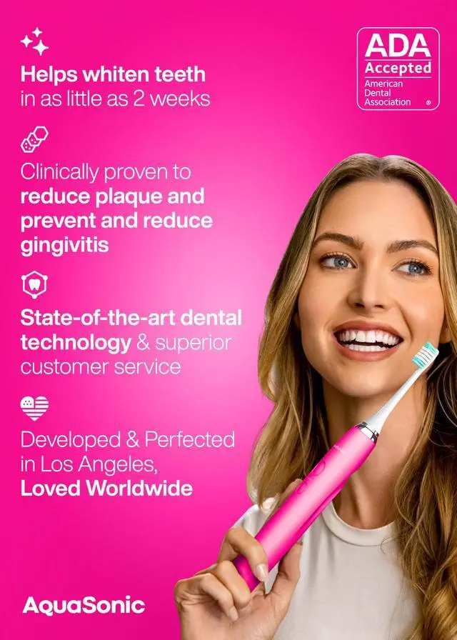 Alt view image 6 of 7 - Vibe Series Ultra-Whitening Toothbrush ADA Accepted Electric Toothbrush - 8 Brush Heads & Travel Case 40,000 VPM Motor & Wireless Charging - 4 Modes w Smart Timer Electric Pink