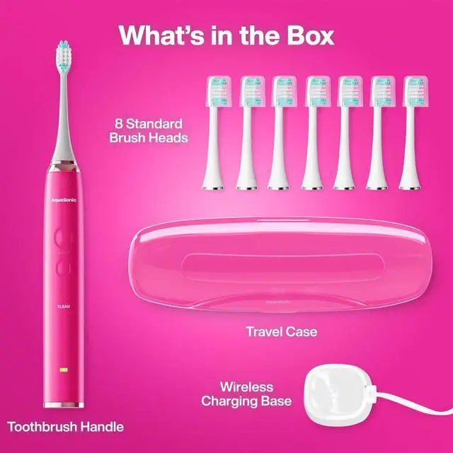 Alt view image 7 of 7 - Vibe Series Ultra-Whitening Toothbrush ADA Accepted Electric Toothbrush - 8 Brush Heads & Travel Case 40,000 VPM Motor & Wireless Charging - 4 Modes w Smart Timer Electric Pink