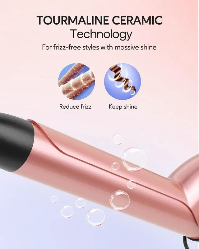 Alt view image 4 of 7 - 5 in 1 Curling Iron,Curling Iron Set with Heated Round Brush and 4 Interchangeable Ceramic Curling Wand(0.5-1.25"), Instant Heat Up,Dual Voltage Hair Curler