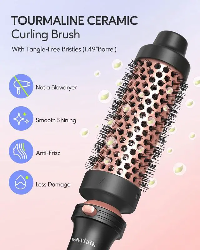 Alt view image 5 of 7 - 5 in 1 Curling Iron,Curling Iron Set with Heated Round Brush and 4 Interchangeable Ceramic Curling Wand(0.5-1.25"), Instant Heat Up,Dual Voltage Hair Curler
