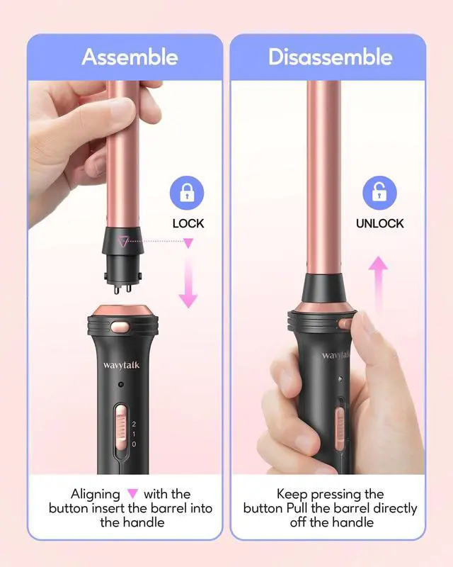 Alt view image 7 of 7 - 5 in 1 Curling Iron,Curling Iron Set with Heated Round Brush and 4 Interchangeable Ceramic Curling Wand(0.5-1.25"), Instant Heat Up,Dual Voltage Hair Curler