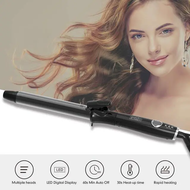 Alt view image 5 of 7 - 1 1/4 Inch Curling Iron with Clipped Tourmaline Ceramic Barrel Professional 1.25 Inch Hair Curler up to 450°F Dual Voltage for Traveling 60 Mins Auto Off Suit for Different Hairstyle