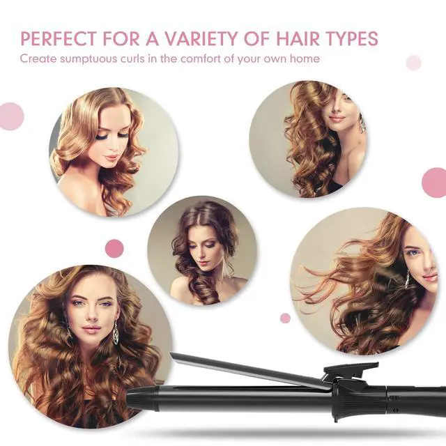 Alt view image 6 of 7 - 1 1/4 Inch Curling Iron with Clipped Tourmaline Ceramic Barrel Professional 1.25 Inch Hair Curler up to 450°F Dual Voltage for Traveling 60 Mins Auto Off Suit for Different Hairstyle