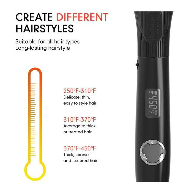 Alt view image 7 of 7 - 1 1/4 Inch Curling Iron with Clipped Tourmaline Ceramic Barrel Professional 1.25 Inch Hair Curler up to 450°F Dual Voltage for Traveling 60 Mins Auto Off Suit for Different Hairstyle
