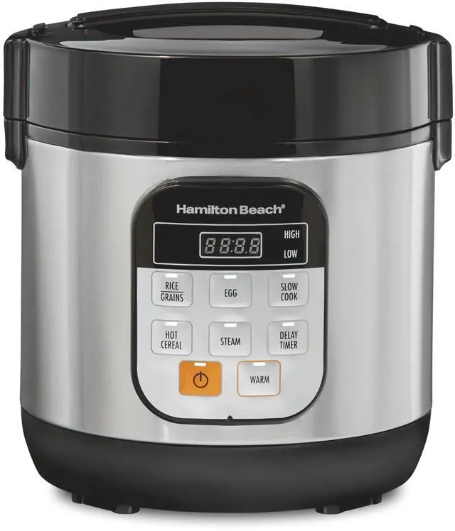 Main image of Digital Programmable Rice Cooker & Food Steamer, with Slow Hard-Boiled Egg Functions, Egg/Steam Tray, Small & Compact, 6 Cups Cooked (3 Uncooked), Stainless Steel (37524)