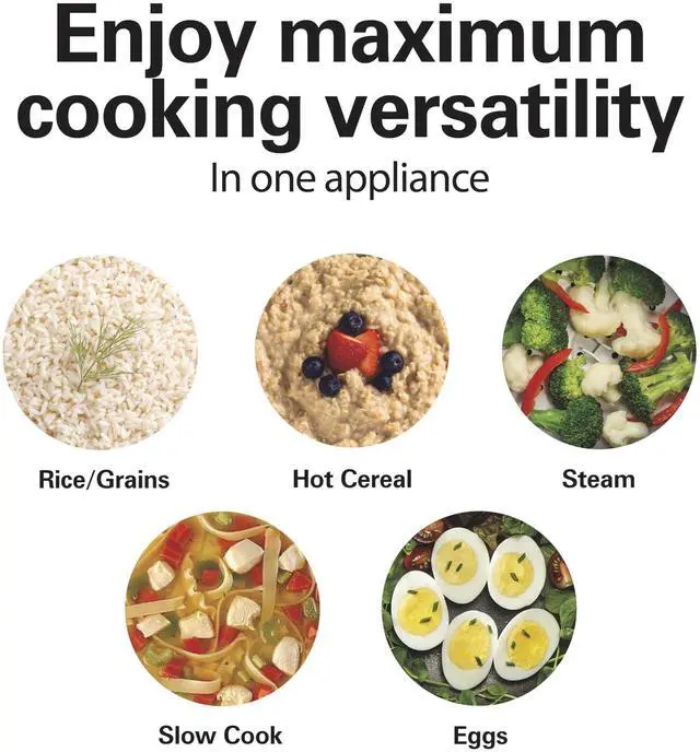 Alt view image 2 of 7 - Digital Programmable Rice Cooker & Food Steamer, with Slow Hard-Boiled Egg Functions, Egg/Steam Tray, Small & Compact, 6 Cups Cooked (3 Uncooked), Stainless Steel (37524)
