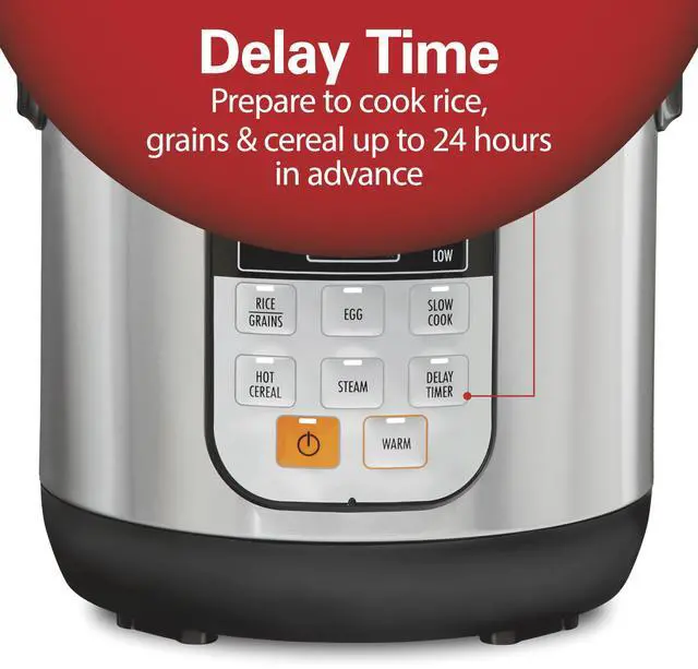 Alt view image 7 of 7 - Digital Programmable Rice Cooker & Food Steamer, with Slow Hard-Boiled Egg Functions, Egg/Steam Tray, Small & Compact, 6 Cups Cooked (3 Uncooked), Stainless Steel (37524)