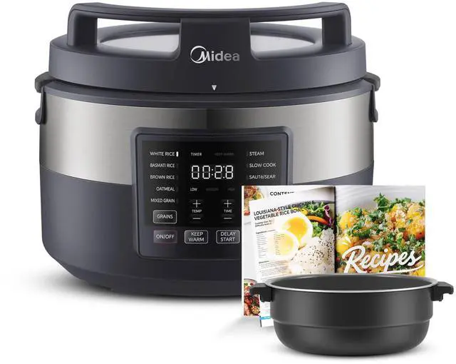 Main image of Rice Cooker for 8-Cups Uncooked Rice with 10 Multifunction Cooking Programs Including Sauteing, Steaming, and Simmering, Features a Non-Stick Inner Pot with Handles and Glass Lid