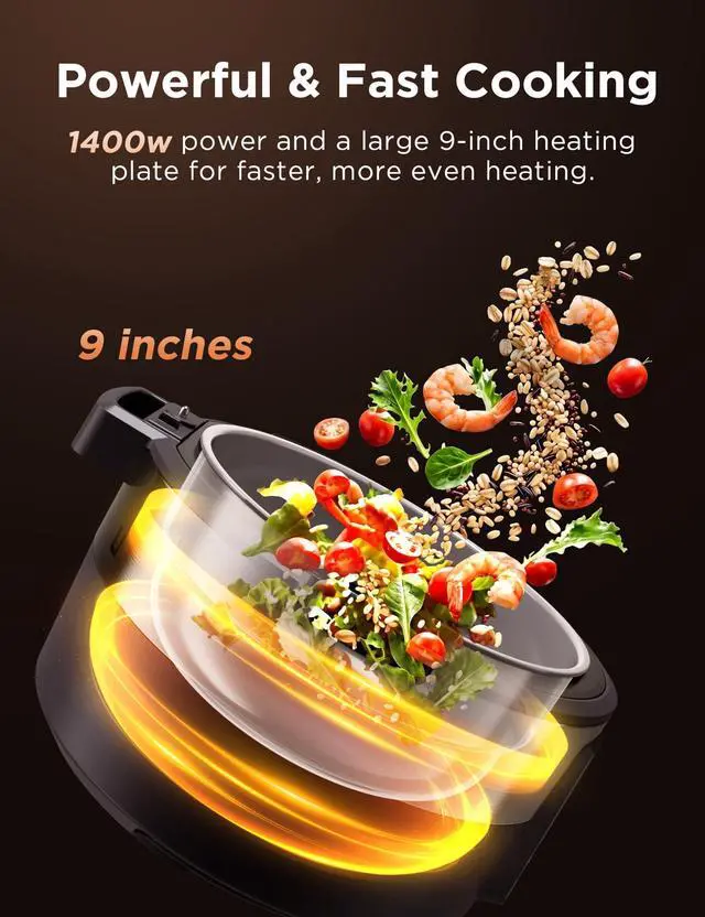 Alt view image 4 of 7 - Rice Cooker for 8-Cups Uncooked Rice with 10 Multifunction Cooking Programs Including Sauteing, Steaming, and Simmering, Features a Non-Stick Inner Pot with Handles and Glass Lid