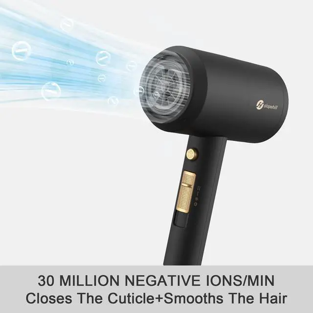 Alt view image 3 of 6 - Professional Ionic Hair Dryer, Powerful 1800W Fast Drying Low Noise Blow Dryer with 2 Concentrator Nozzle 1 Diffuser Attachments for Home Salon Travel (Black)