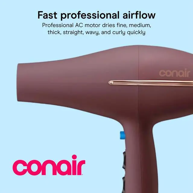 Alt view image 2 of 7 - Hair Dryer with Diffuser & Concentrator, 1875W AC Motor, Plum