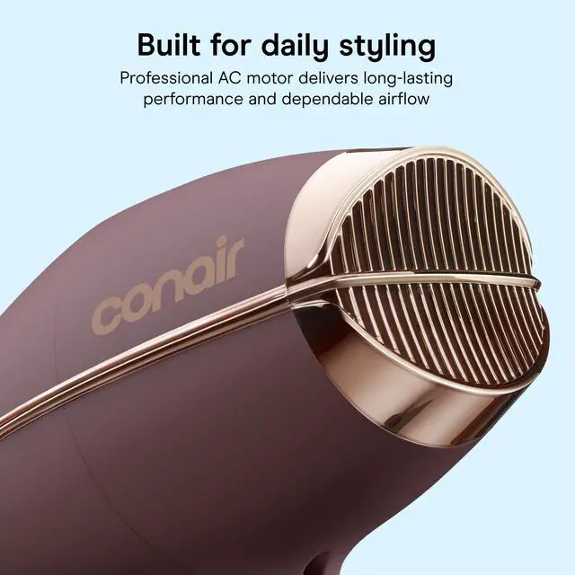 Alt view image 6 of 7 - Hair Dryer with Diffuser & Concentrator, 1875W AC Motor, Plum