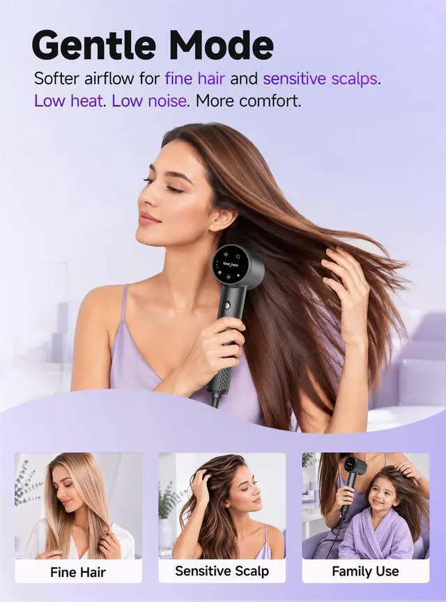 Alt view image 5 of 7 - Hair Dryer, Professional Ionic Hair Dryer for Fast Drying, Low Noise and Quiet, Lightweight, 600 Million Negative Ions, High-Speed Hair Blow Dryer Without Hair Damage for Women, Men, Travel, Salon