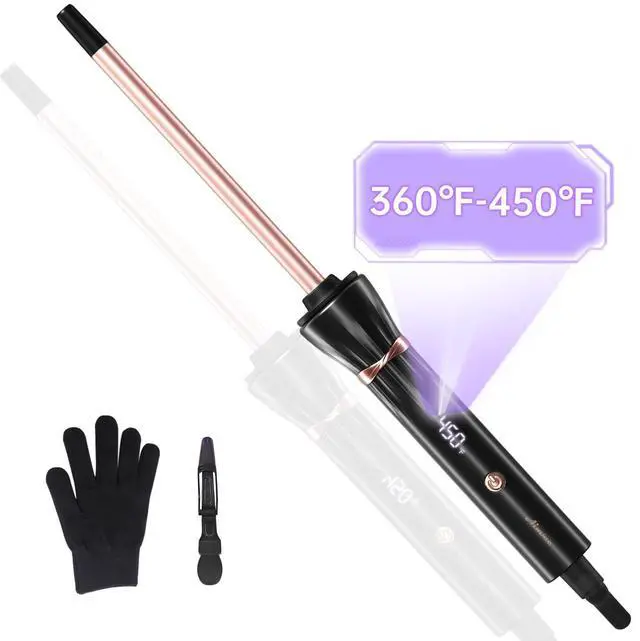 Main image of Small Curling Iron 3/8 Inch, Small Curling Wand with LCD Temperature Display, Skinny Curling Wand for Defined Curls, Adjustable Heat Wand Curler for Short & Long Hair
