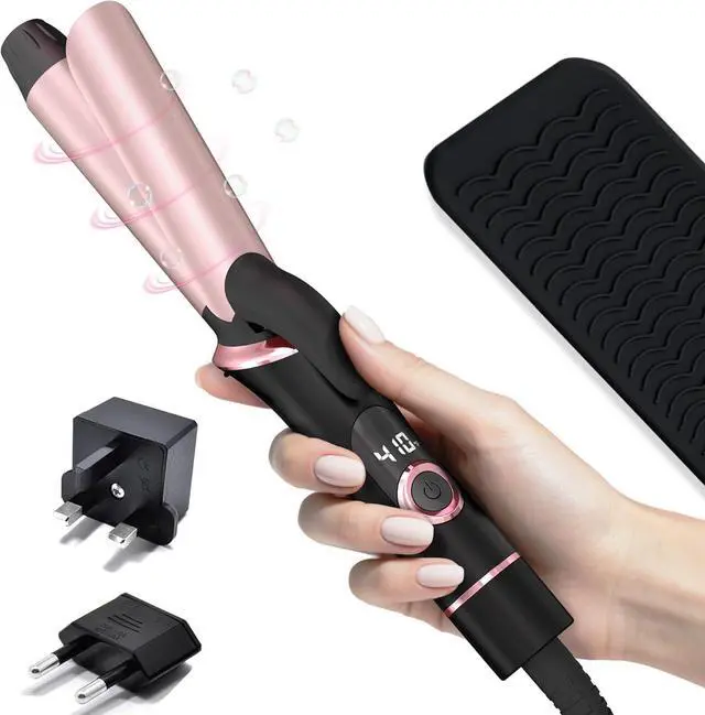 Main image of Travel Curling Iron, Dual Voltage with European, UK Plug Adapter, Small Hair Curler for Women, 5 Temperature Settings for All Hair Types up to 410, 1 Inch