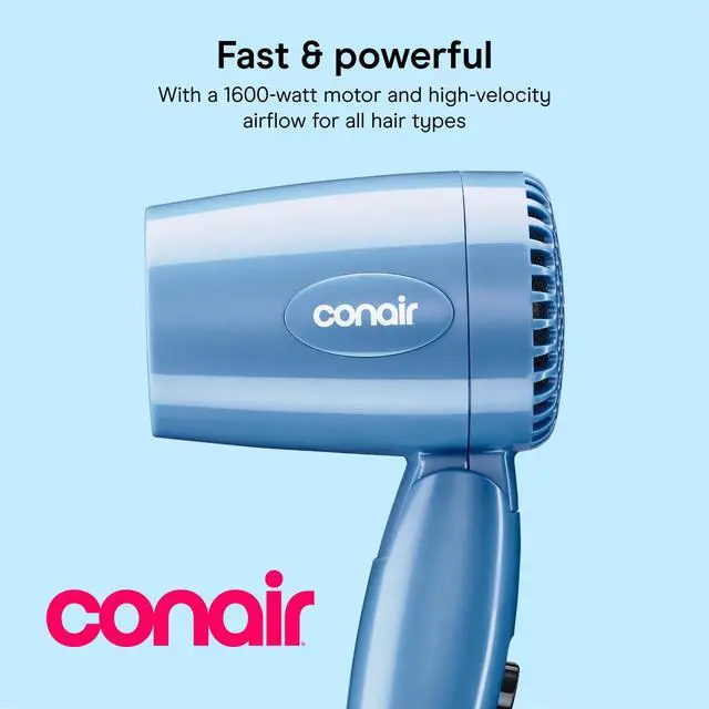 Alt view image 2 of 7 - Dual Voltage Hair Dryer, Compact Folding Handle Design, 1600W