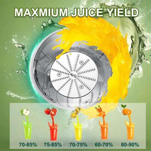 Alt view image 2 of 5 - Juicer Machine, 500W Centrifugal Juicer Extractor with 3 Speed & Wide Mouth 3 Feed Chute for Fruit Vegetable, High Yield Juicer Included Cleaning Brush for Easy to Clean