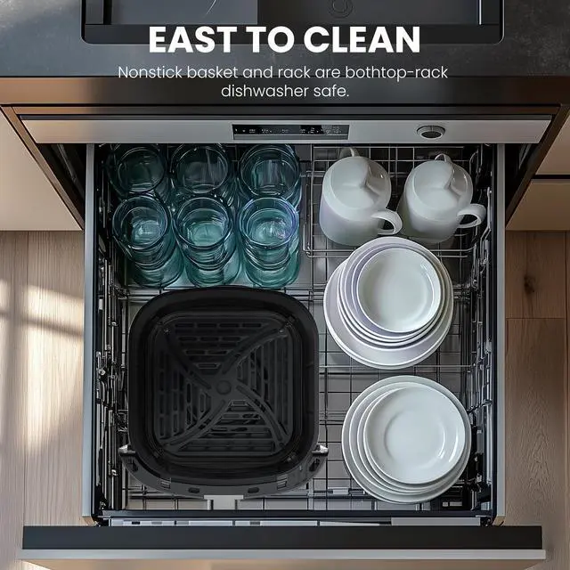 Alt view image 5 of 6 - Air Fryer 6 Quarts with Window, 12-in-1 Square Airfryer Oven for Family, 400°F Rapid Air Crispy Technology, Roast Bake Dehydrate, Nonstick & Easy-Clean Basket