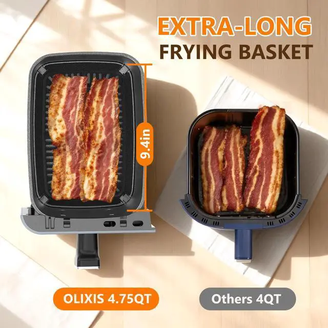 Alt view image 4 of 5 - 9.5 Quart Dual Basket Air Fryer, 10-in-1 Large Airfryer with Ceramic Crisper Plate, Sync Finish & Match Cook, Shake Reminder, Wide Temperature 80-450°F, Roast Bake Defrost Dehydrate, Black