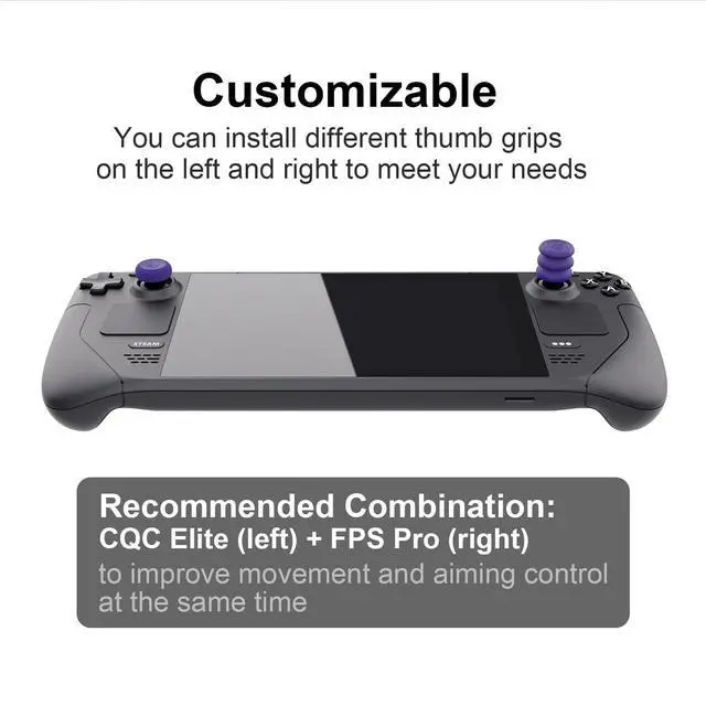 Alt view image 7 of 7 - Skin, CQC and FPS Thumb Grips Joystick Cap Analog Stick Cover for Steam Deck/OLED and ROG Ally, Ally X- Black, Set of 6