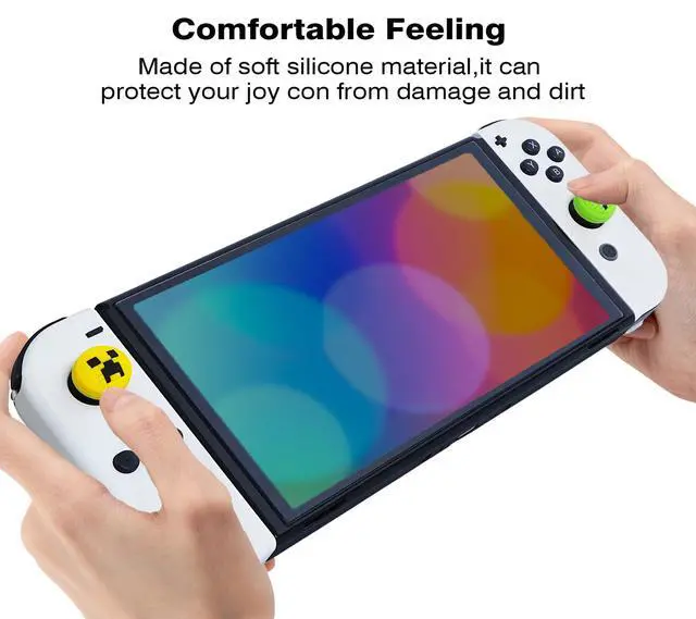 Alt view image 6 of 6 - Cute Thumb Grips Caps Compatible with Switch 1/OLED/Lite Joy con, Kawaii Joystick Cap Grip 4PCS Soft Silicone Switch Thumb Grips Protective Ergonomic Button Cover, Green