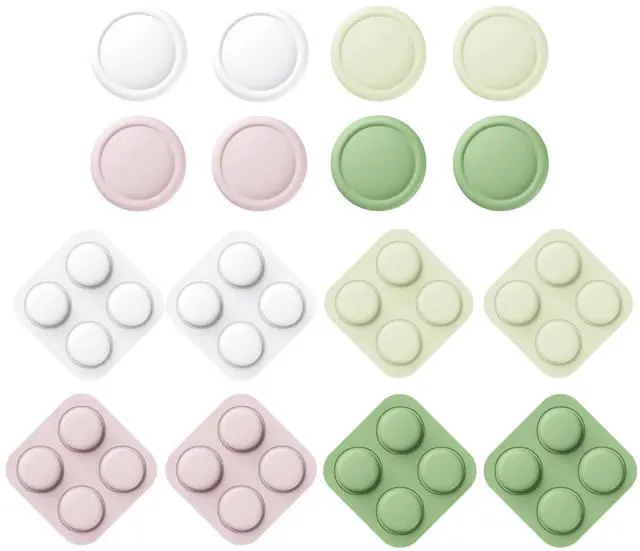 Main image of Button Caps + Thumb Grip Set for Nintendo Switch 2, 8 Silicone Colorful ABXY Directional Button Covers & 4 Joystick Caps for Joycon - White & Pink & Antique Yellow & Matcha Green