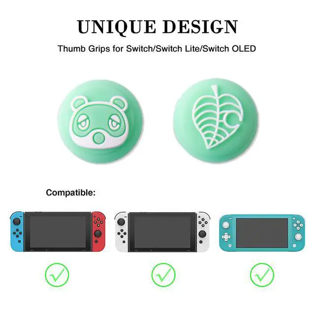 Alt view image 2 of 7 - 4PCS Cute Switch Thumb Grip Caps for Nintendo Switch OLED/Lite Console, Joystick Cap Kawaii Soft Silicone Analog Stick Button Cover for NS Joycon Controller, Leaf Bear