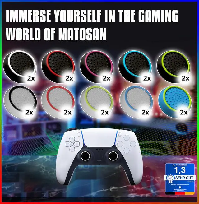 Alt view image 2 of 7 - 20 Thumbstick Grip Caps Silicone Thumb Grips Compatible with PS5, PS4, Xbox Controller Anti-Slip Joystick Cover Controller Grips Gaming Accessories