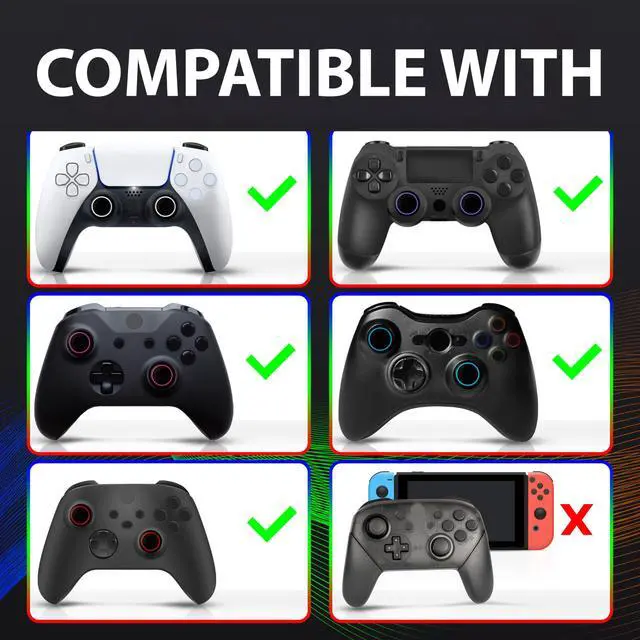Alt view image 3 of 7 - 20 Thumbstick Grip Caps Silicone Thumb Grips Compatible with PS5, PS4, Xbox Controller Anti-Slip Joystick Cover Controller Grips Gaming Accessories