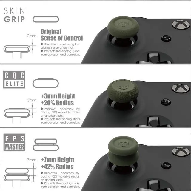 Alt view image 4 of 6 - CQC and FPS Thumb Grips Joystick Cap Analog Stick Cover for Xbox Controller and ROG Xbox Ally- Black, Set of 6