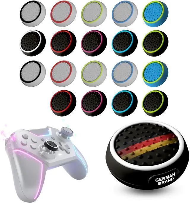 Main image of 20 Thumbstick Grip Caps Silicone Thumb Grips Compatible with PS5, PS4, Xbox Controller Anti-Slip Joystick Cover Controller Grips Gaming Accessories