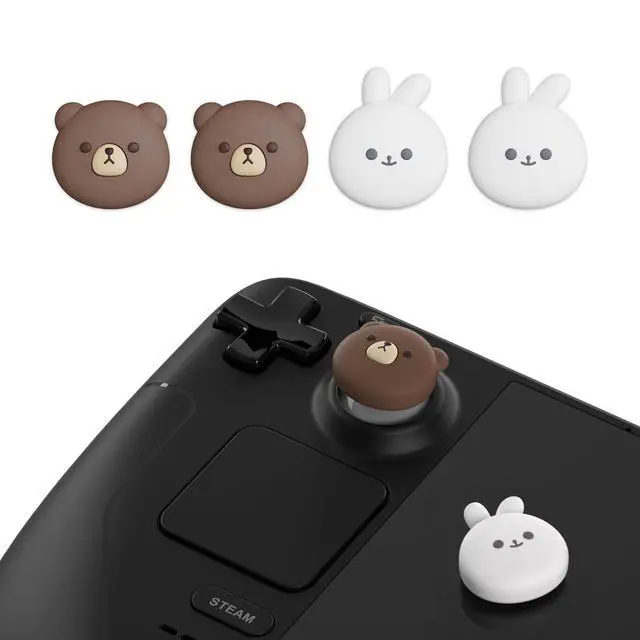 Alt view image 2 of 7 - Thumb Grip Caps for Steam Deck LCD, Silicone Thumbsticks Grips Joystick Caps for Steam Deck OLED - Chubby Bear & Smiley Bunny