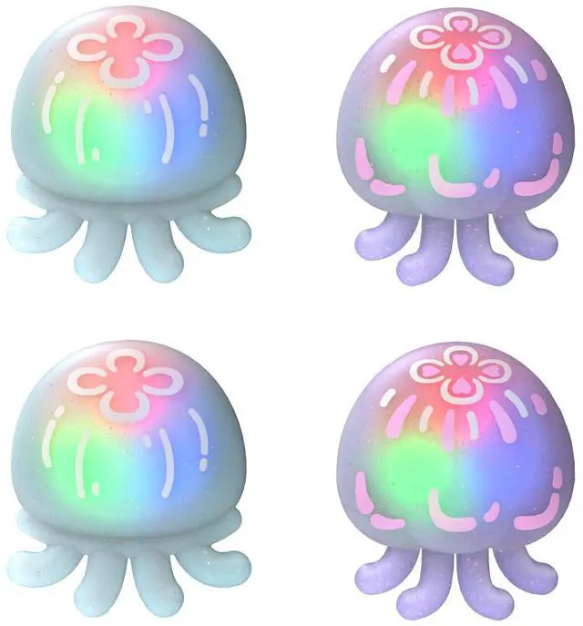 Main image of Cute Universal Illuminated LED Thumbstick Grips for ps5, for ps4, Joystick Caps for Xbox Series X/S, for Xbox One, Switch Pro Controllers, Joystick Protection - Jellyfish Purple & Blue