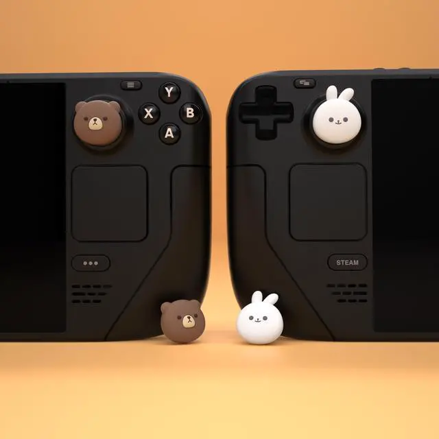 Alt view image 7 of 7 - Thumb Grip Caps for Steam Deck LCD, Silicone Thumbsticks Grips Joystick Caps for Steam Deck OLED - Chubby Bear & Smiley Bunny