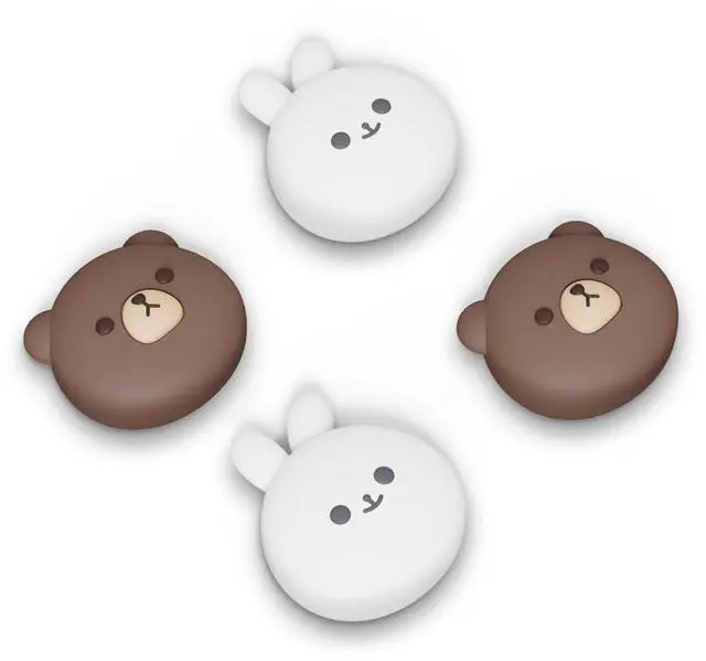Main image of Cute Thumb Grip Caps for ps5, Edge, ps4 Controller, Silicone Analog Stick Cover for Xbox Series X/S, Elite Series 2, Thumbstick Caps for Switch 2 Pro Controller - Chubby Bear & Smiley Bunny