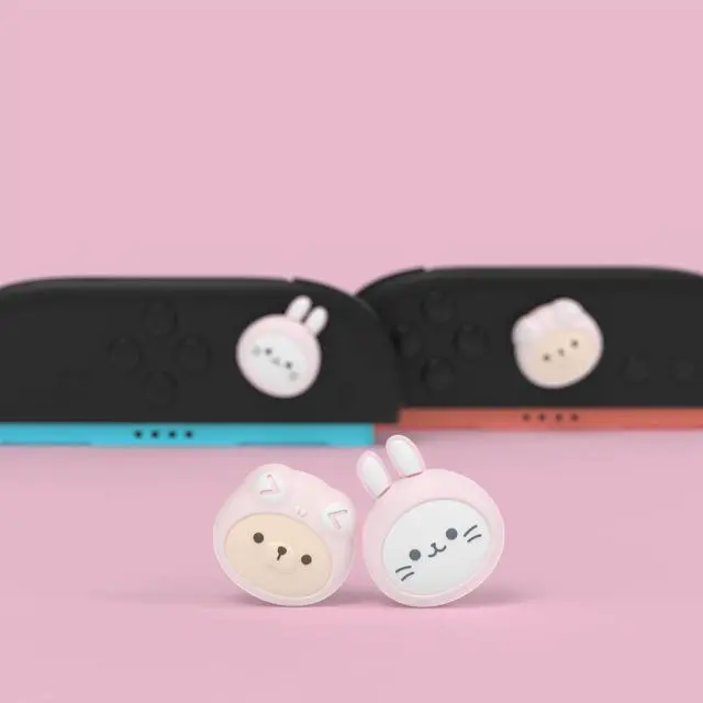 Alt view image 4 of 7 - Thumb Grips for Nintendo Switch 2 | Kawaii Silicone Joystick Caps (4-Pack) - Cute Accessories Animal Design Thumbstick Covers for Joycon 2 - Pink Cosplaying Kitten & Puppy