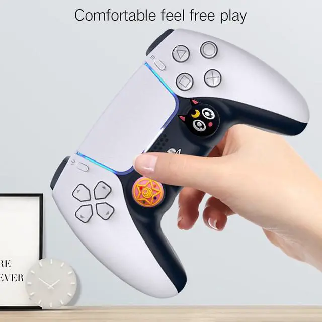 Alt view image 6 of 7 - 4 PCS Cute Thumb Grip Caps for PS5/PS4/Xbox One (Series X, S)/NS Switch Pro Controller, Magic Moon Analog Stick Grips Thumbsticks, Kawaii Silicone Joystick Button Covers (Luna)