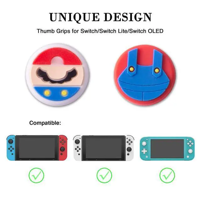 Alt view image 2 of 7 - Cute Thumb Grips Cap Compatible with Nintendo Switch Joycon/OLED/Lite, Soft Silicon Joystick Caps, Kawaii Skin Button Stick Cover 3D Analog Kit for NS Controller, Brother
