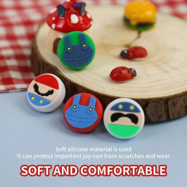 Alt view image 3 of 7 - Cute Thumb Grips Cap Compatible with Nintendo Switch Joycon/OLED/Lite, Soft Silicon Joystick Caps, Kawaii Skin Button Stick Cover 3D Analog Kit for NS Controller, Brother