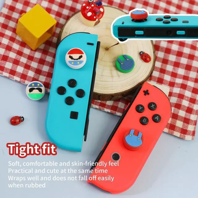 Alt view image 4 of 7 - Cute Thumb Grips Cap Compatible with Nintendo Switch Joycon/OLED/Lite, Soft Silicon Joystick Caps, Kawaii Skin Button Stick Cover 3D Analog Kit for NS Controller, Brother