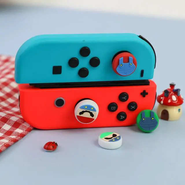 Alt view image 5 of 7 - Cute Thumb Grips Cap Compatible with Nintendo Switch Joycon/OLED/Lite, Soft Silicon Joystick Caps, Kawaii Skin Button Stick Cover 3D Analog Kit for NS Controller, Brother