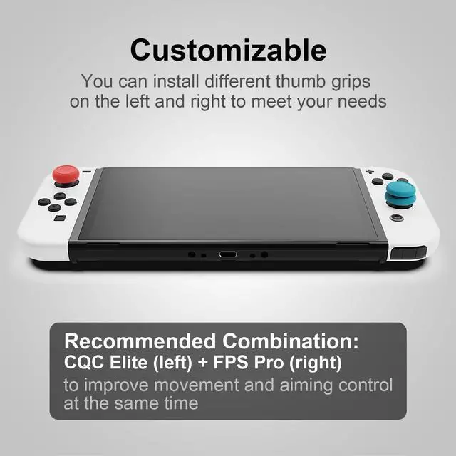 Alt view image 7 of 7 - CQC and FPS Thumb Grips Set Joystick Cap Analog Stick Cap for Nintendo Switch Joy-Con Controller - Black, 3 Pairs (6pcs)